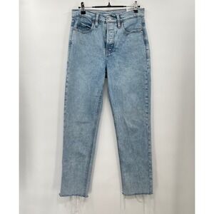 Old‎ Navy Sky High Straight Jeans Light Wash Distressed Raw Hem Size 2